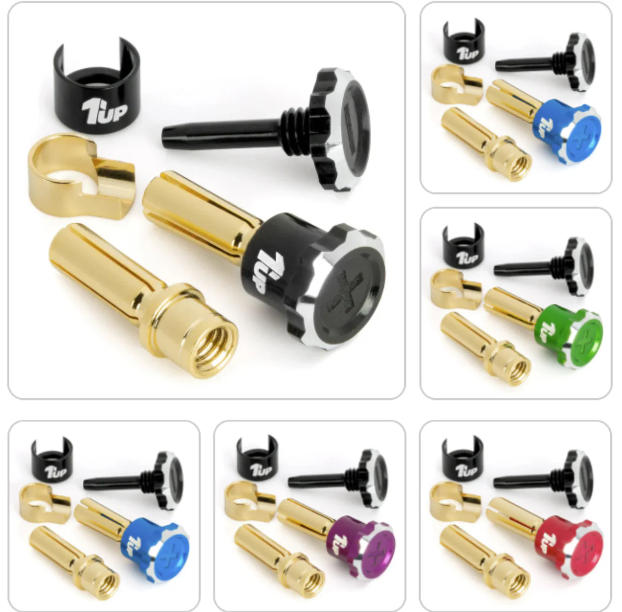 Lockdown Adjustable Bullet Plugs Power Connectors Bullets - 4mm / 5mm Black Pink Gold Orange Green Blue Red Purple[1up Racing]