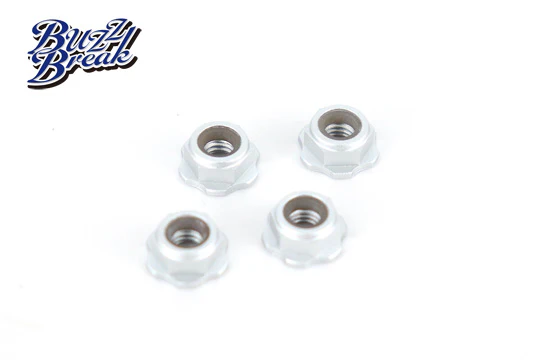 LOW HEIGHT PROFILE BuzzBreak BB LOCK NUT NYLOCK SERRATED (4pcs) Wheel Nuts - Black Red Purple Pink Silver [Overdose] - Image 2