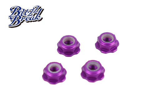 LOW HEIGHT PROFILE BuzzBreak BB LOCK NUT NYLOCK SERRATED (4pcs) Wheel Nuts - Black Red Purple Pink Silver [Overdose] - Image 5