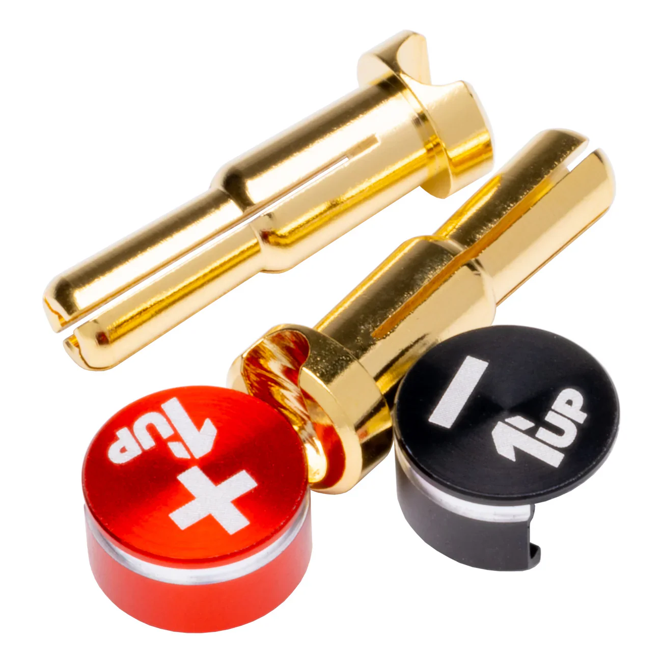 LowPro Bullet Plugs W- Grips ( 4mm/5mm) Black/Red Power RIGHT ANGLE Connectors Bullets [1up Racing] 190433