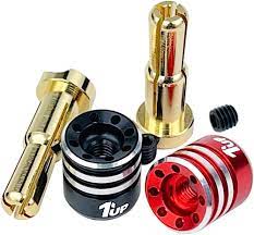 LowPro Bullet Plugs W- Grips ( 4mm-5mm) Black Power RIGHT ANGLE Connectors Bullets [1up Racing] 190437