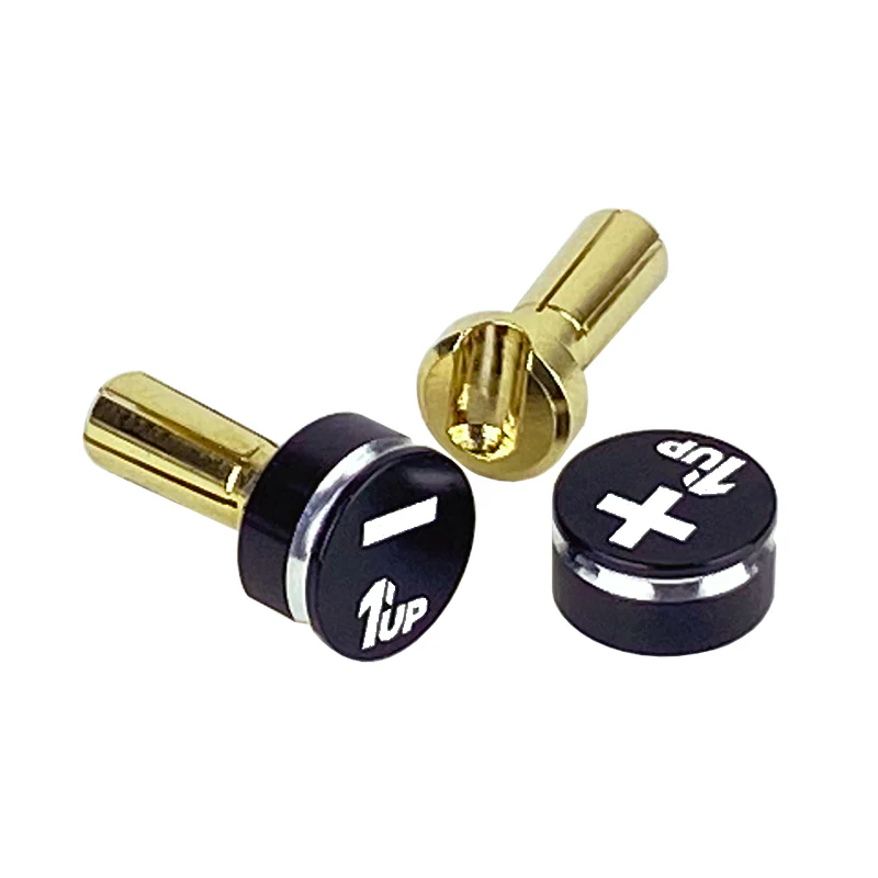 LowPro Bullet Plugs W- Grips ( 4mm) Black Power RIGHT ANGLE Connectors Bullets [1up Racing] 190411
