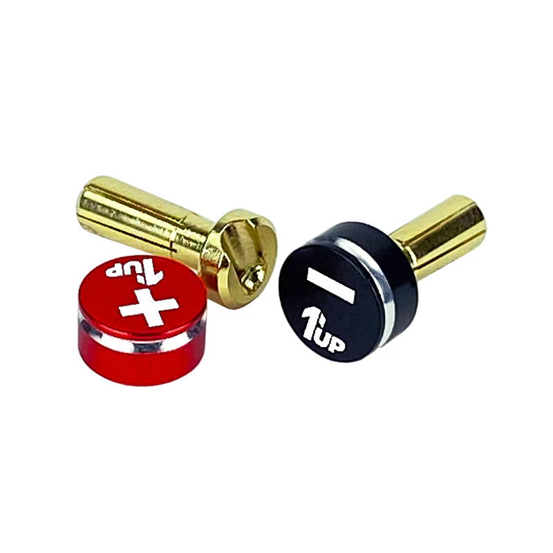LowPro Bullet Plugs W- Grips ( 4mm or 5mm ) Red-Black Power RIGHT ANGLE Connectors Bullets [1up Racing] 190431 190432 - Image 2