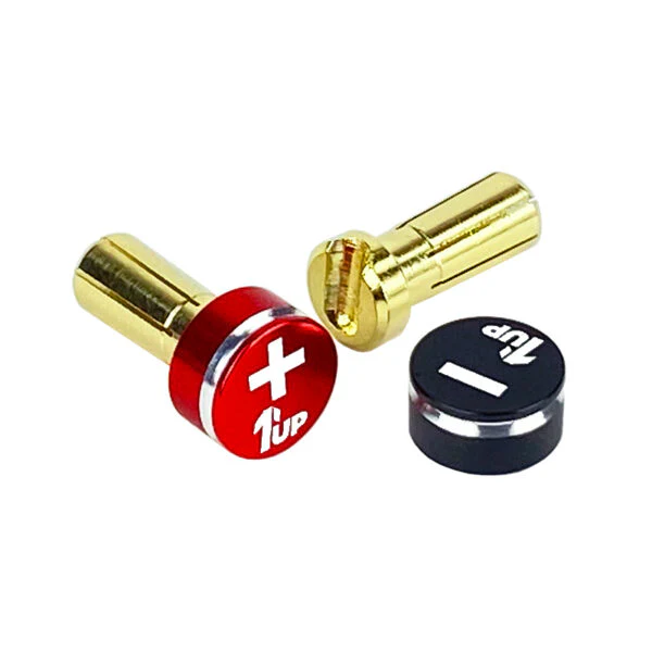 LowPro Bullet Plugs W- Grips ( 4mm or 5mm ) Red-Black Power RIGHT ANGLE Connectors Bullets [1up Racing] 190431 190432 - Image 3