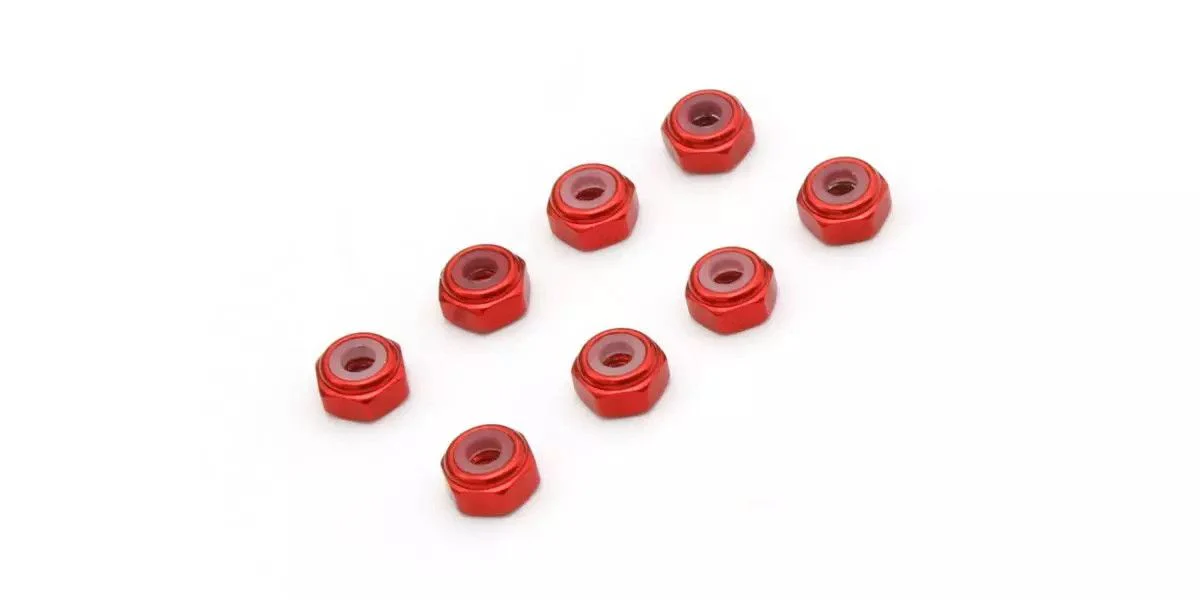 M2 Aluminum Nylon Color Nut 8pcs (RED) for Mini-Z - 8 Pack [KYOSHO] MZW128R