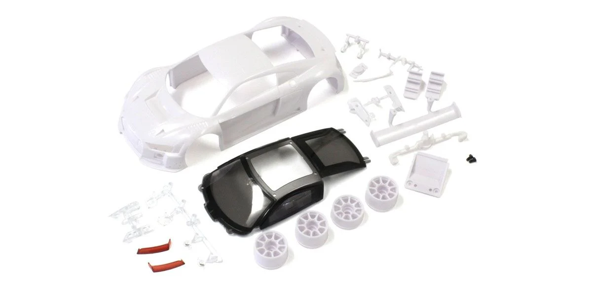 Mini-Z 1-28 Audi R8 LMS 2015 White body set (w-Wheel) (unpainted)F: 1.5 (N) R: 1.5 (W)  [Kyosho] MZN189 - Image 3