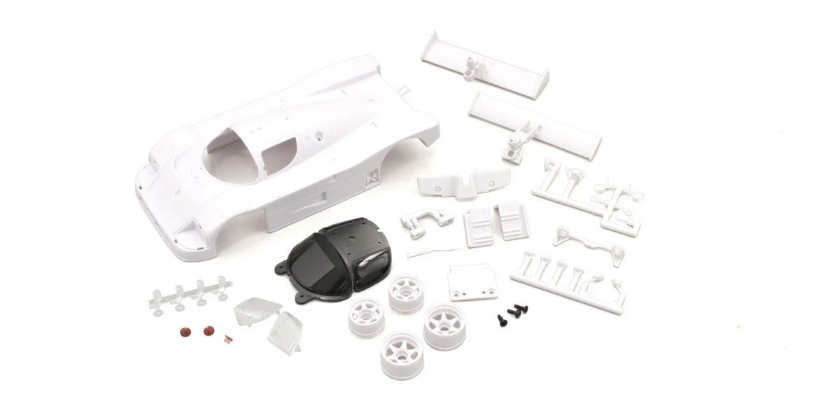 Mini-Z 1-28 SAUBER MercedesC9 White LM body set (w-Wheel) (unpainted) F: 2.7 (N) R: 0.8 (W) [Kyosho] MZN193 - Image 2