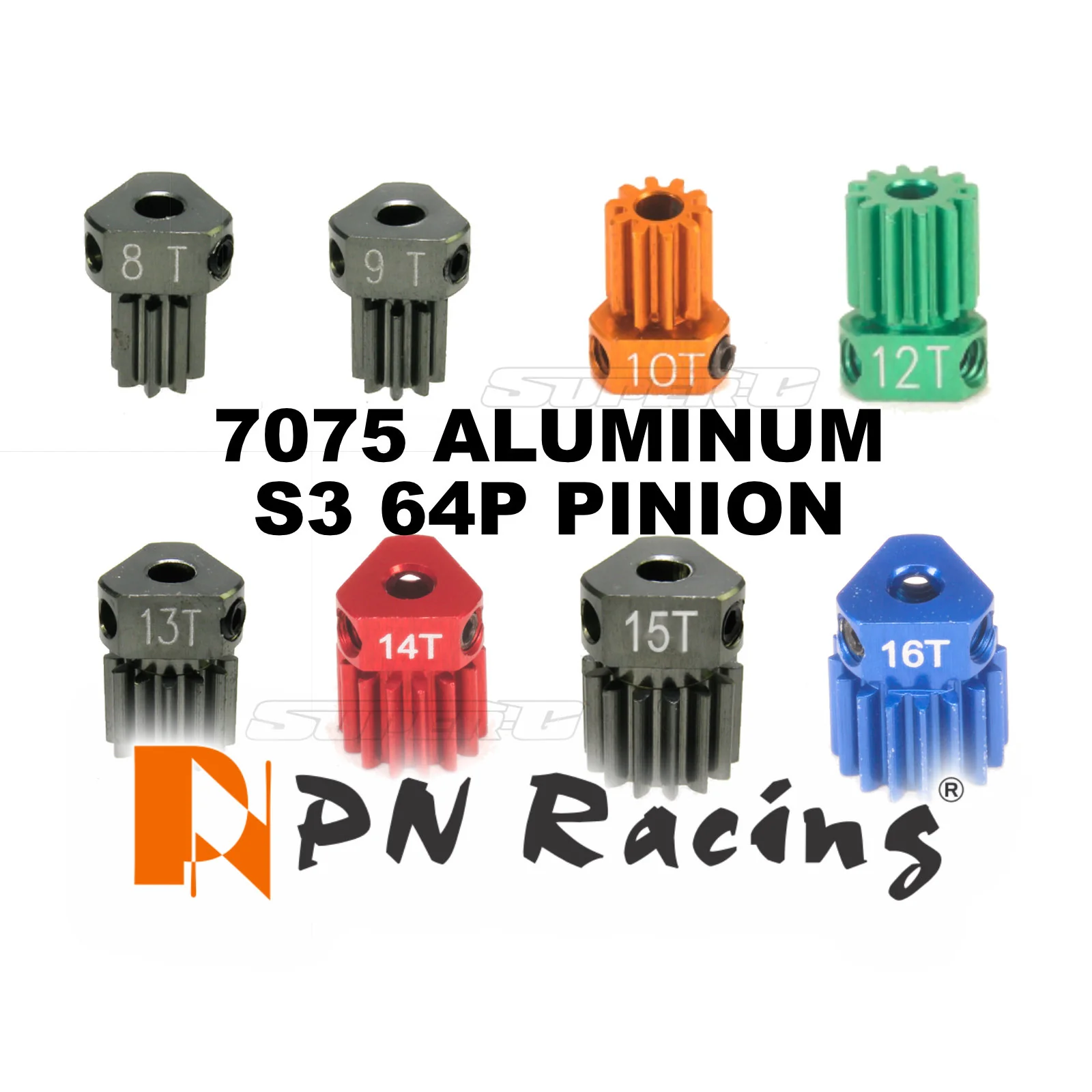Mini-Z 7075 Alloy S3 64P Pinion 8T 9T 10T 12T 13T 14T 16T PNWC - (2pcs) [PN Racing]