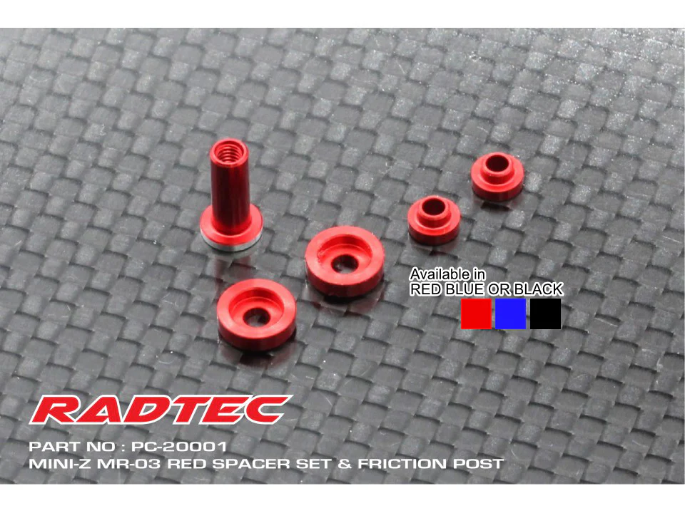 Mini-Z MR-03 Spacer Set & Friction Post (BLACK, RED, BLUE) [RADTEC] PC-20001B PC-20001R PC-20001K