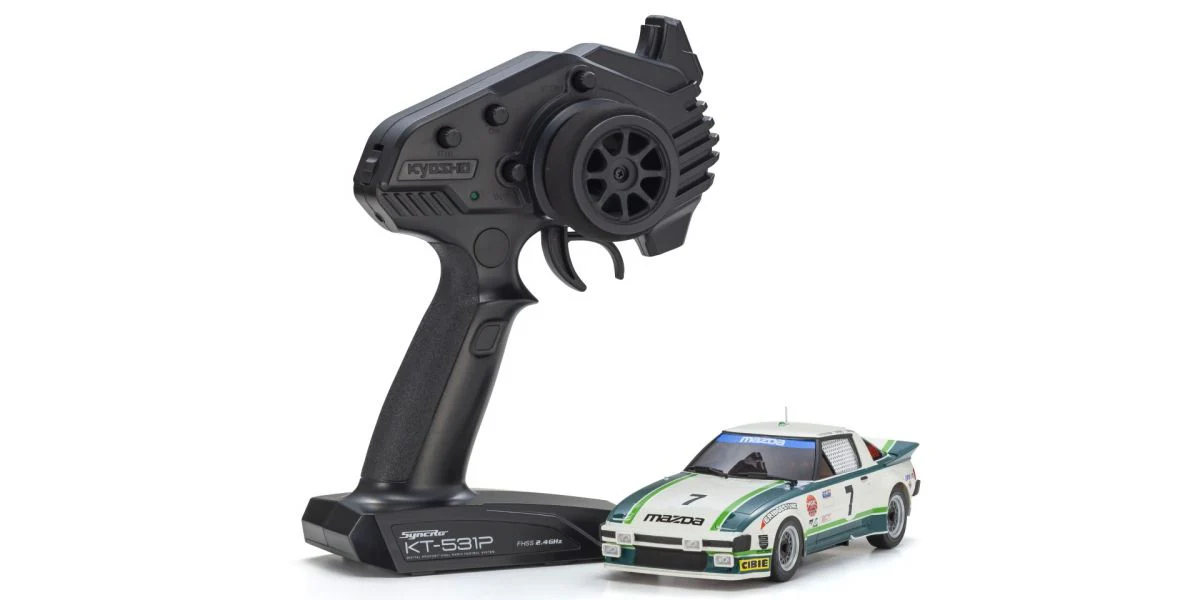 MINI-Z Racer MR-04 RWD Mazda Savanna RX7 (SA22C) 1979 Daytona GTU Class Winner No. 7 White Green Readyset RTR (Ready to Run) [KYOSHO] 32365GR