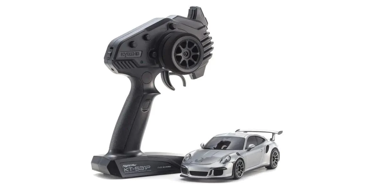 MINI-Z Racer MR-04 RWD Porsche 911 GT3 RS Silver Metallic Readyset RTR (Ready to Run) [KYOSHO] 32358S