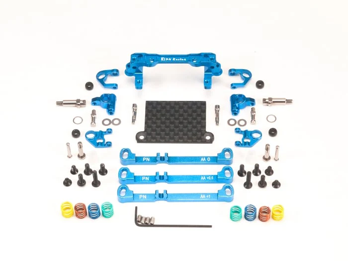 Mini-Z V4 MR03-PNR2.5W Double A-Arm Front Suspension (Black - Orange - Blue) [PN Racing] MR3080 - Image 2