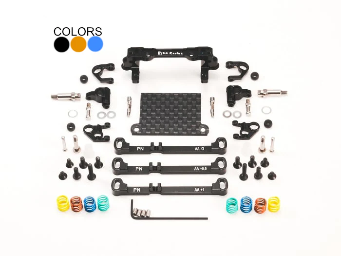 Mini-Z V4 MR03-PNR2.5W Double A-Arm Front Suspension (Black - Orange - Blue) [PN Racing] MR3080 - Image 4