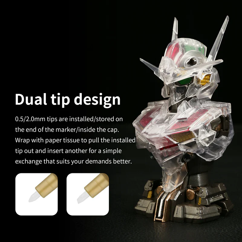 MKA Super Metallic Markers (12 Colors) Detailing Hobby Model Paint Markers [DSPIAE] MKA Series - Image 2