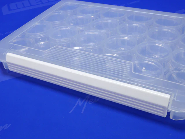 Multi Utility Case with 24 Round SS Cases Containers Organizer Parts Box 10" - (255 x 190 x 28 mm) Made in Japan [Meiho] ROUNDFLAT24P(SS) - Image 3