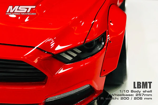 Mustang GT RTR 5.0 LBMT Widebody 200-206mm 1-10 Drift Body [MST] 720017 - Image 3