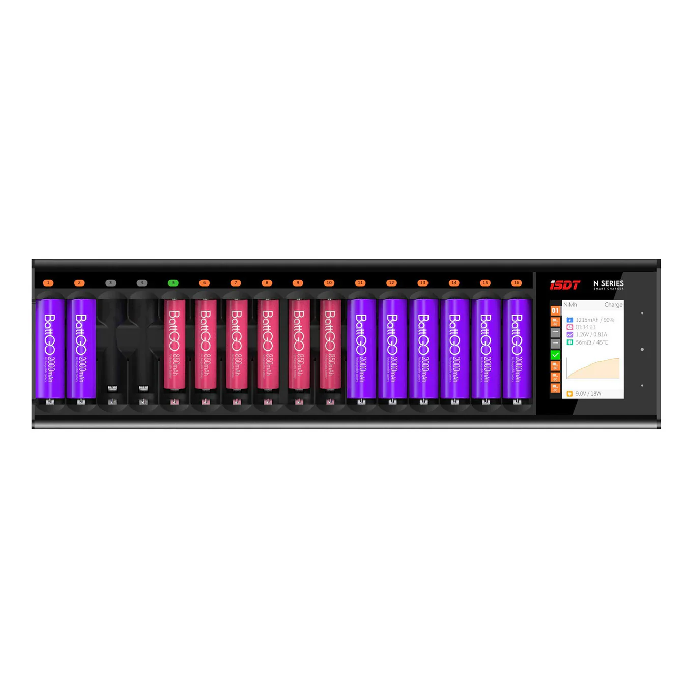N16 N-Series AAA / AA Charger (16 Port) NIMH NIZN NICD LI-ION LiFe LiHV [ISDT] ISDT-N16