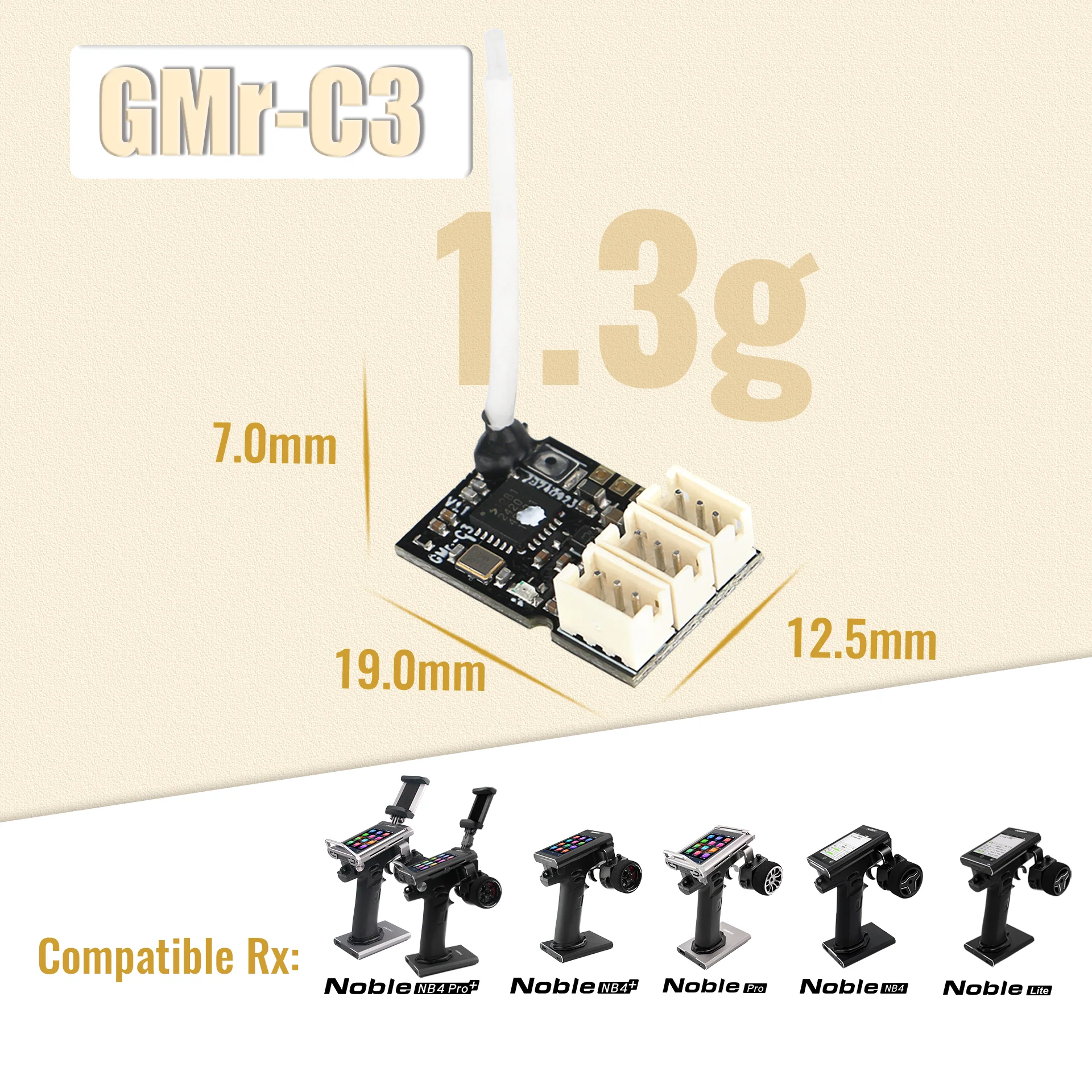 NB4 GMR-C3 2.4GHz 3CH AFHDS3 Micro Receiver w/ Built IN GYRO 1-28 1-24 (1.3g) [FLYSKY] GMR-C3 - Image 2