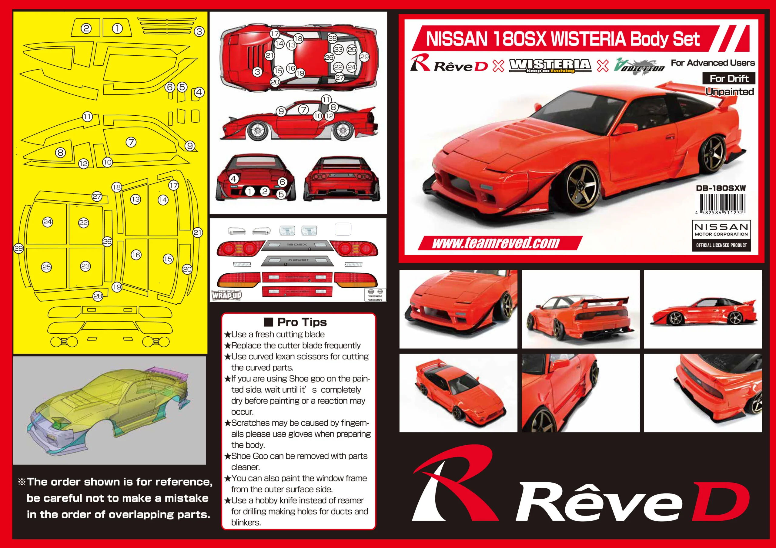 NISSAN 180SX WISTERIA 1-10 Body Set [Reve D] DB-180SXW - Image 4