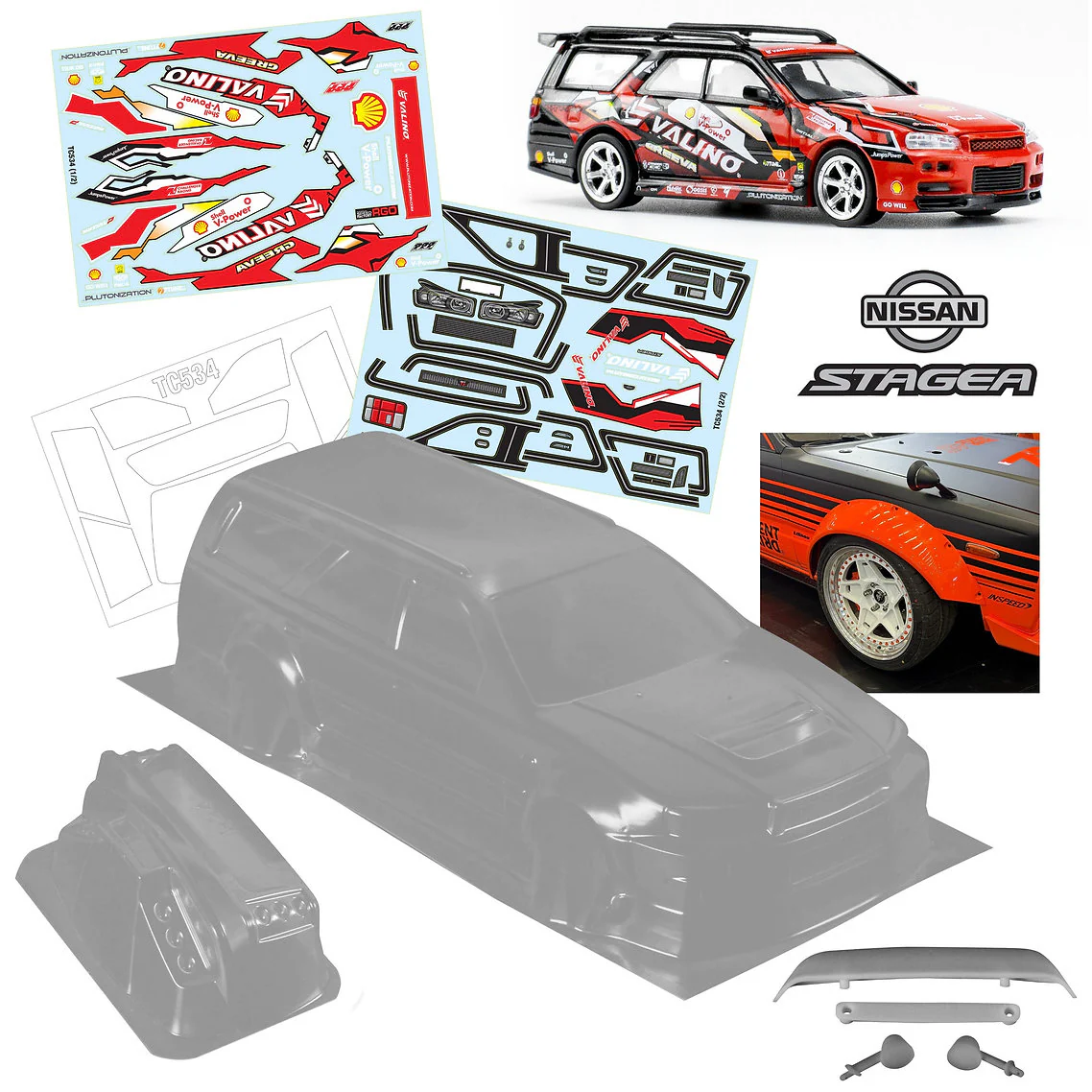 Nissan STAGEA R34 GTR Skyline GT-R WAGON 200mm  1-10 Body Shell [Quality RC] QRC-534