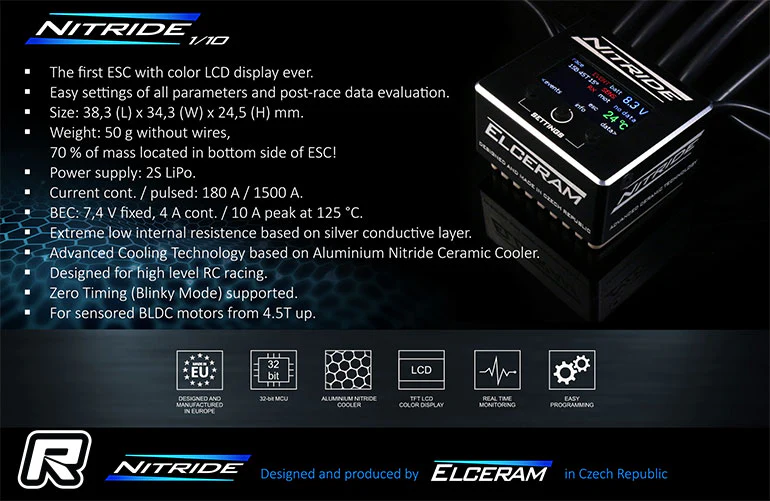 Nitride 1-10 Brushless ESC w-LCD Display (Aluminum Nitride Ceramic Cooling) [Elceram] ELCNITRIDE110 - Image 2