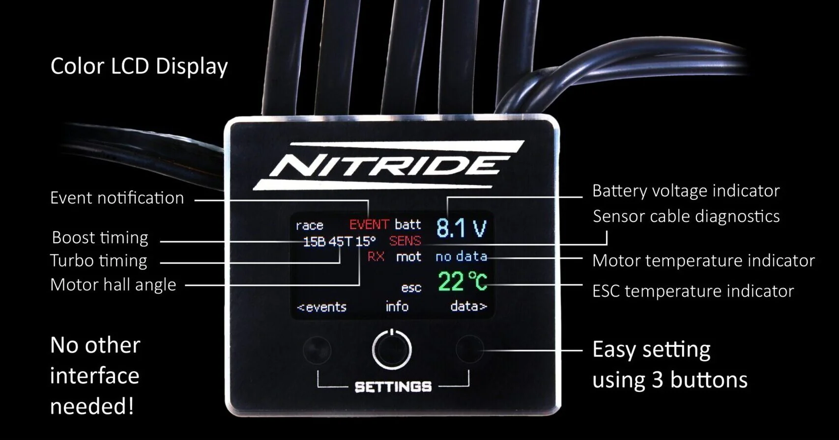 Nitride 1-10 Brushless ESC w-LCD Display (Aluminum Nitride Ceramic Cooling) [Elceram] ELCNITRIDE110 - Image 3