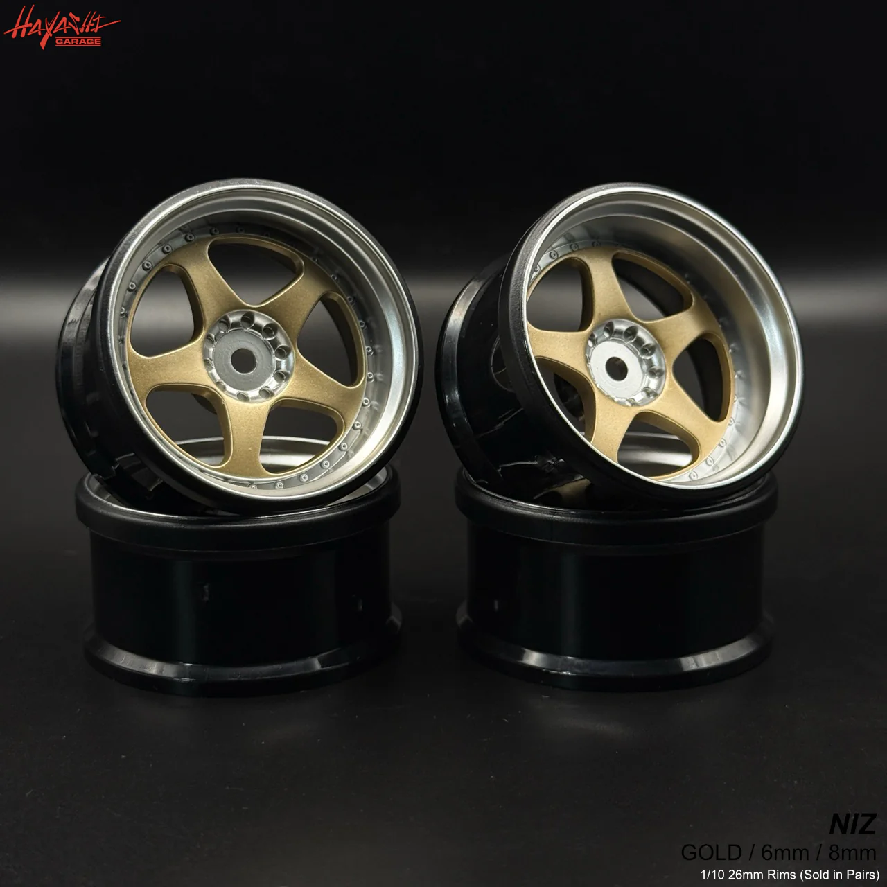 NIZ 5-Star Multipiece Style 1-10 Rims (6mm / 8mm) White Gold Silver [Hayashi Garage] - Image 7