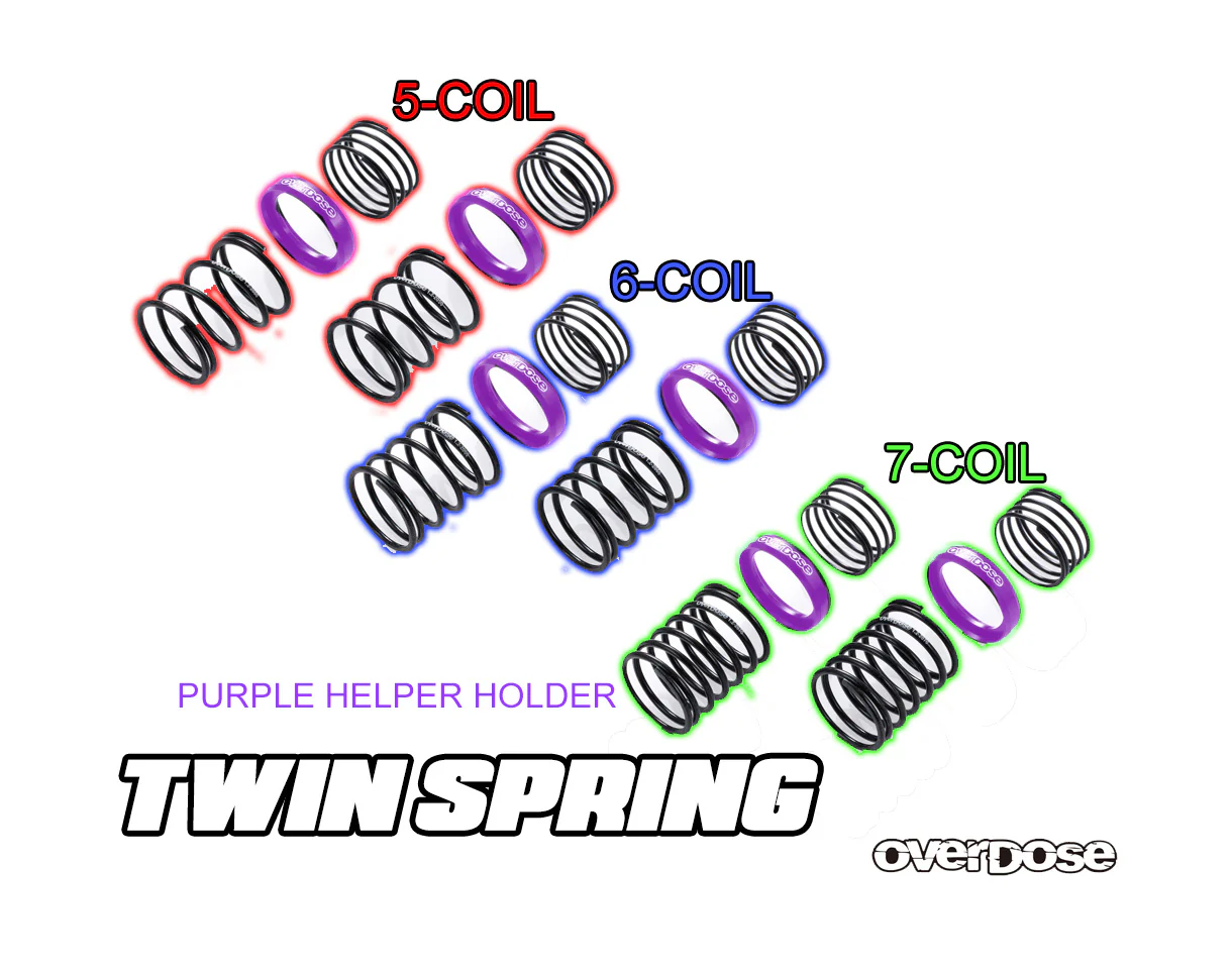 OD High Performance Twin Spring PURPLE HELPER ( 1.2mm x 20mm ) 5, 6, 7 COILS w- HELPER  [OVERDOSE] OD3718 OD3719 OD3720