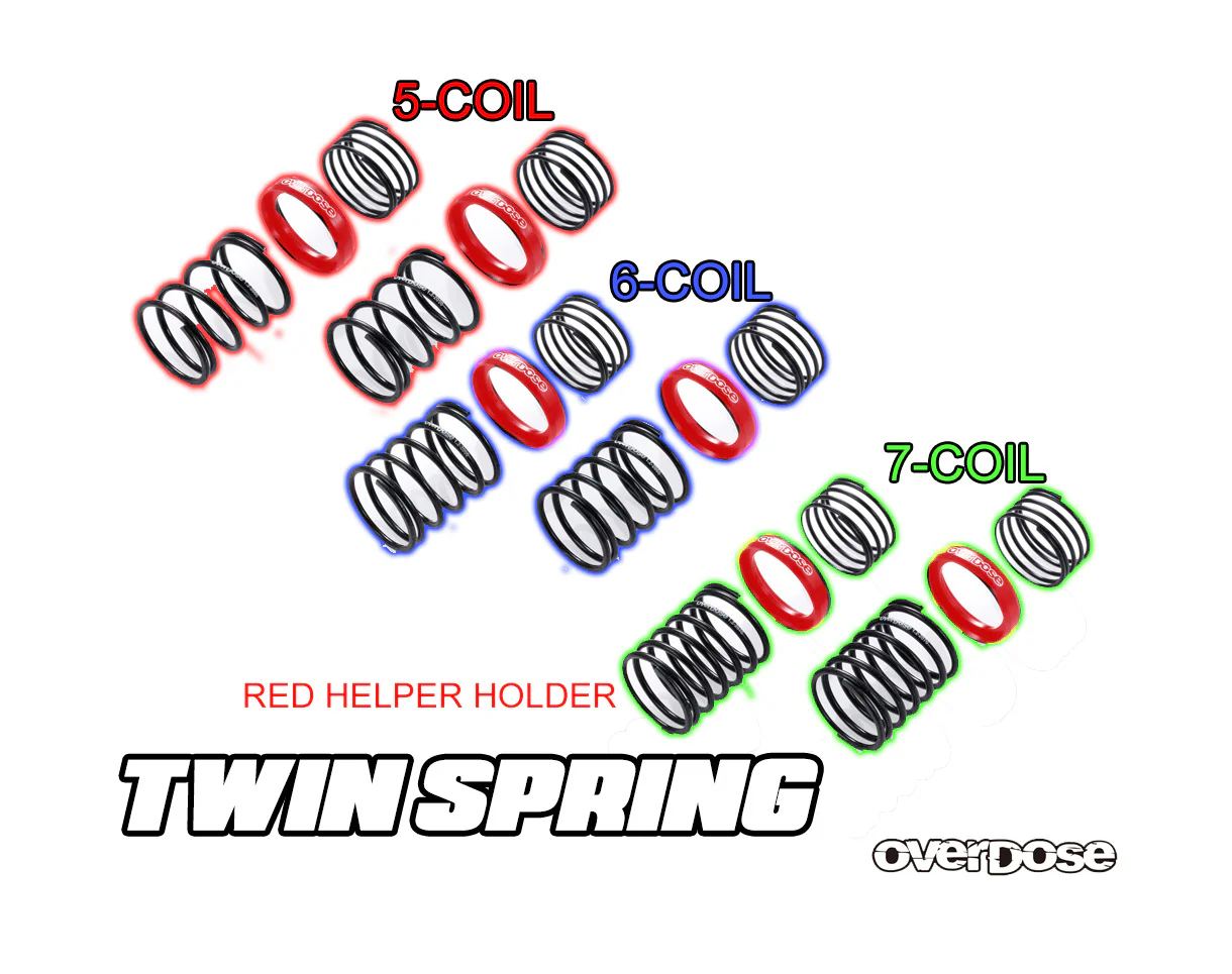 OD High Performance Twin Spring RED HELPER ( 1.2mm x 20mm ) 5, 6, 7 COILS w- HELPER  [OVERDOSE] OD3721 OD3722 OD3723