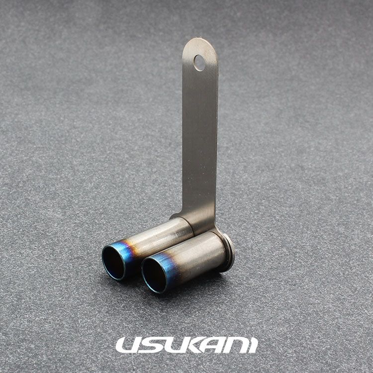 OFFSET DUAL BLAST PIPES - 10mm Titanium Burnt Tip (Straight Cut) 1-10 MUFFLER EXHAUST  [Usukani] US88819B
