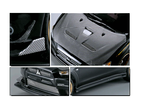 *PAINTED* Mitsubishi Evo X Evolution 10 ADVAN 1-10 Body Set (Black - Red) [Killerbody] 48002 - Image 2