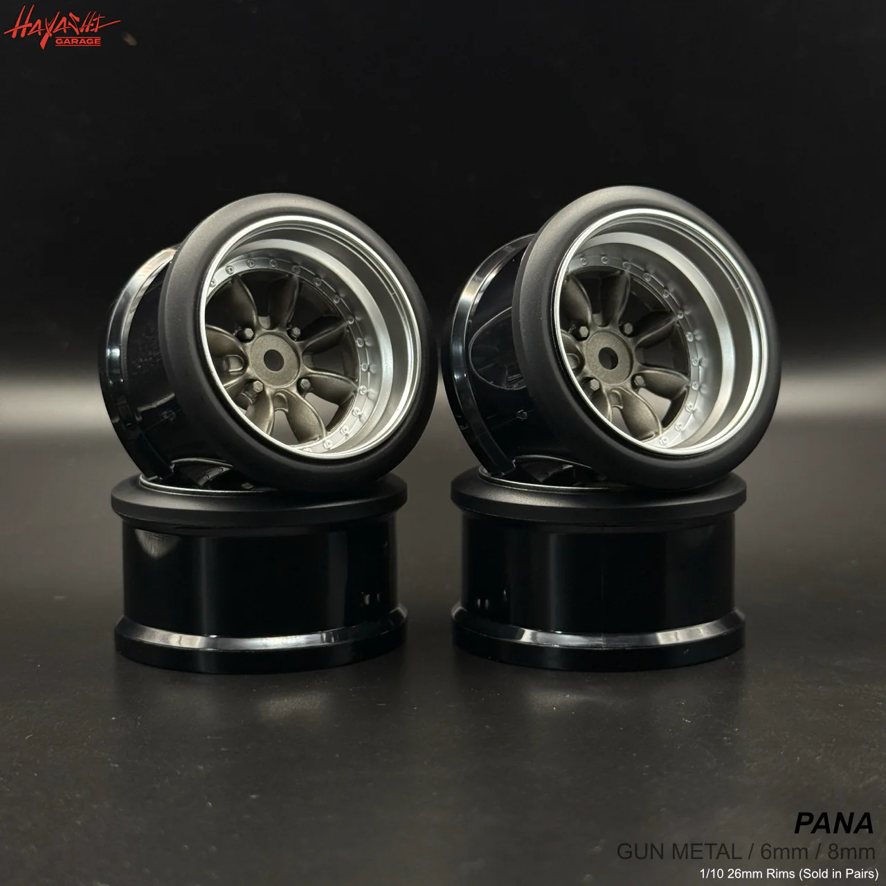 PANA 8-Spoke Style 1-10 Rims (6mm / 8mm) Gun Metal Gold Silver [Hayashi Garage] - Image 7