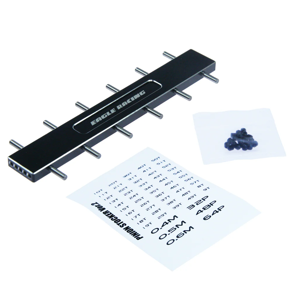 Pinion Stocker Caddy Holder - 12 spacers and set screw (Black) [Eagle] 3720V2-BK