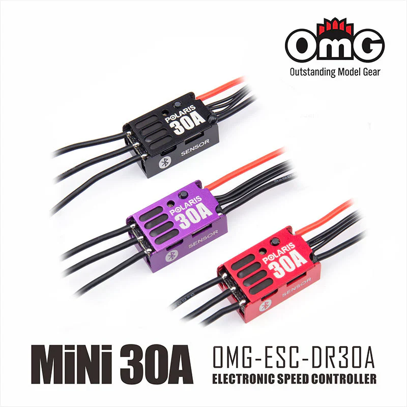 Polaris 30A Sensored Brushless Electronic Speed Controller w/ Bluetooth ESC (1-28) Black Red Purple MINI [OMG] OMG-POLARIS DR-30A