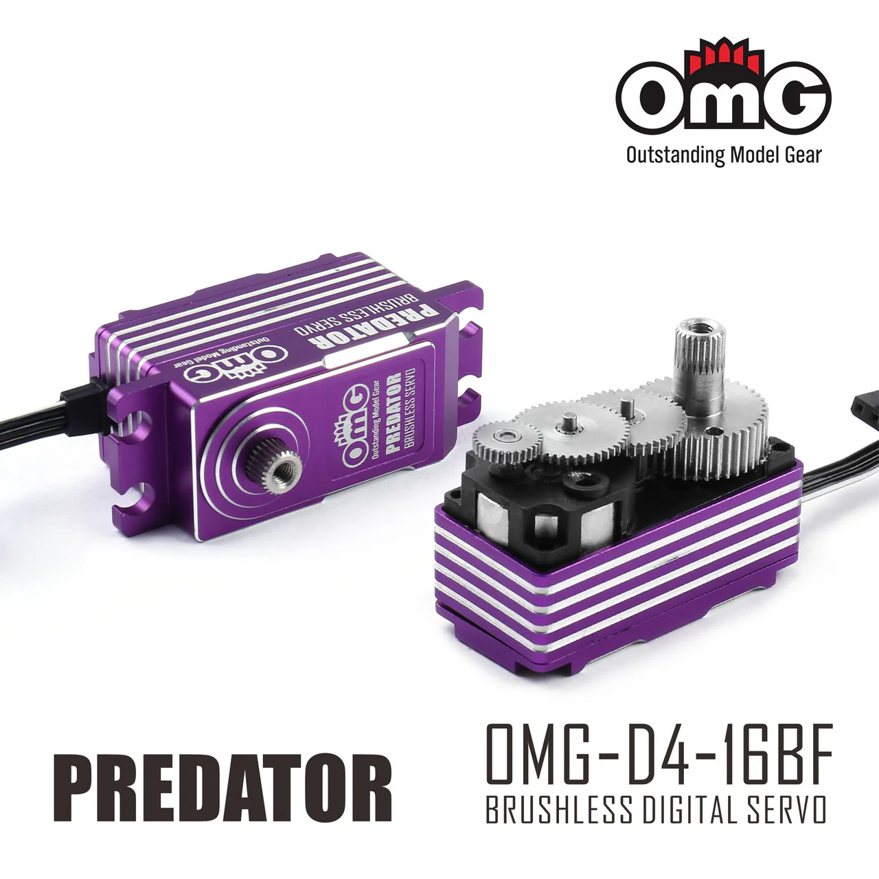 PREDATOR Low Profile High Torque Brushless Metal Servo for Drift (0.055/s @ 18kgf.cm)- Red Purple Black [OMG] OMG-D4-16BF - Image 3