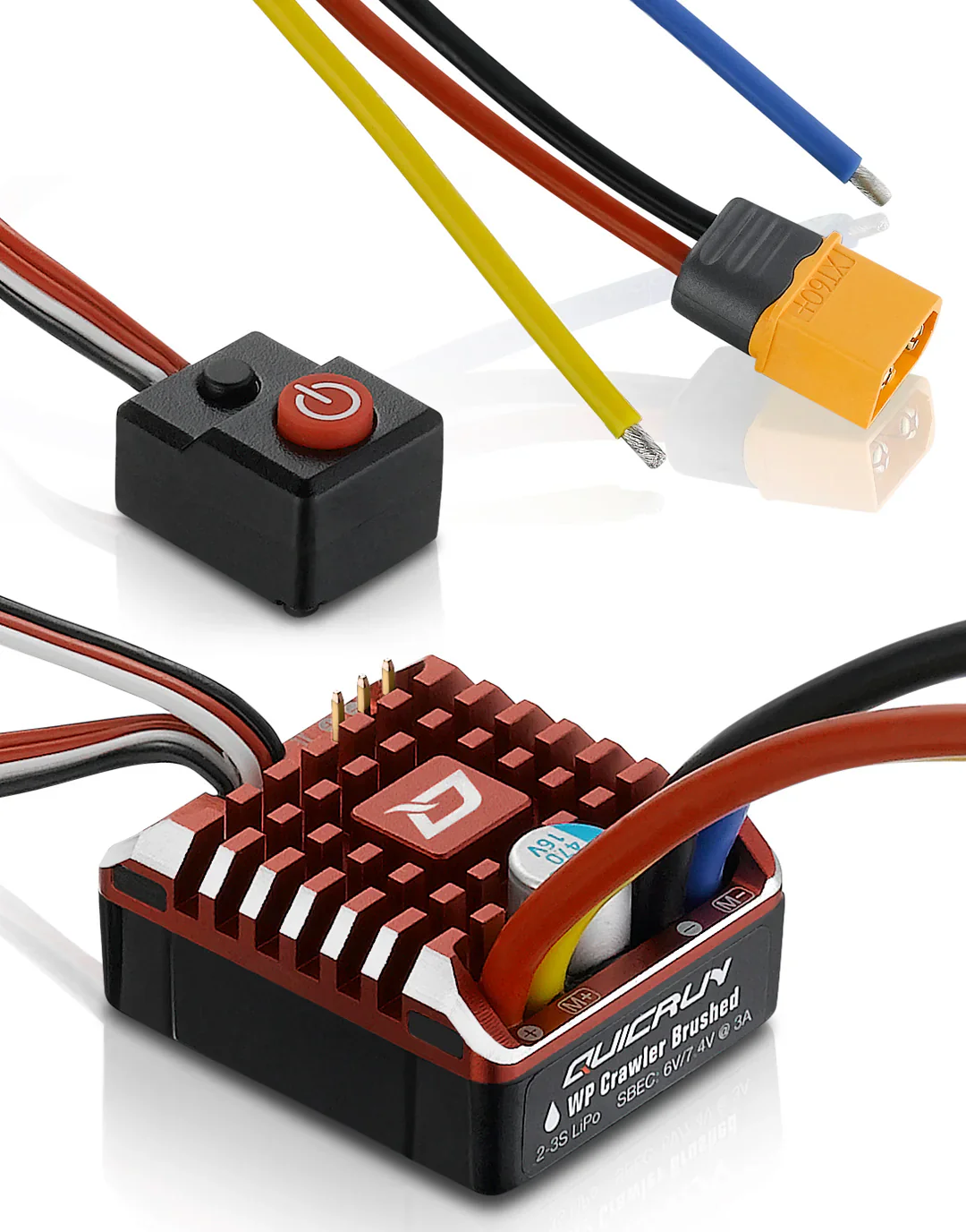 QUICRUN WP 1080 brushed ESC (2-3S) for Crawler or RTRs [Hobbywing] 30120300