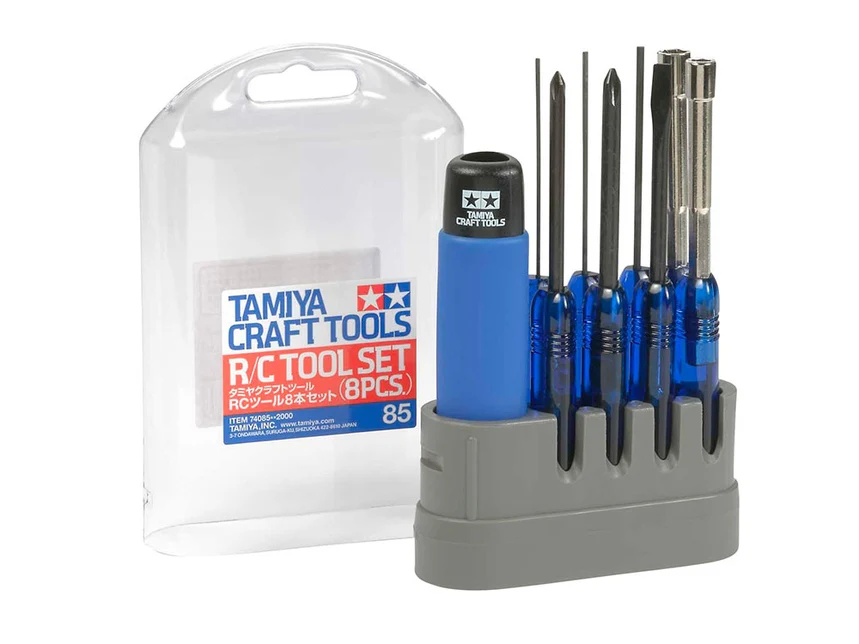 R/C Tool Set (8pc Kit) - 1.5mm 2.0mm 5.5mm 7.0mm Phillips Flathead Driver [Tamiya] 74085
