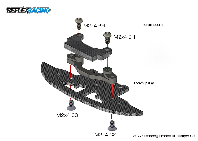 RADBODY Piranha Carbon Fiber Bumper and Clip Set [Reflex Racing] RX557 - Image 3