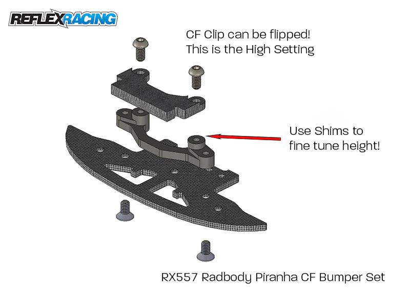 RADBODY Piranha Carbon Fiber Bumper and Clip Set [Reflex Racing] RX557 - Image 4