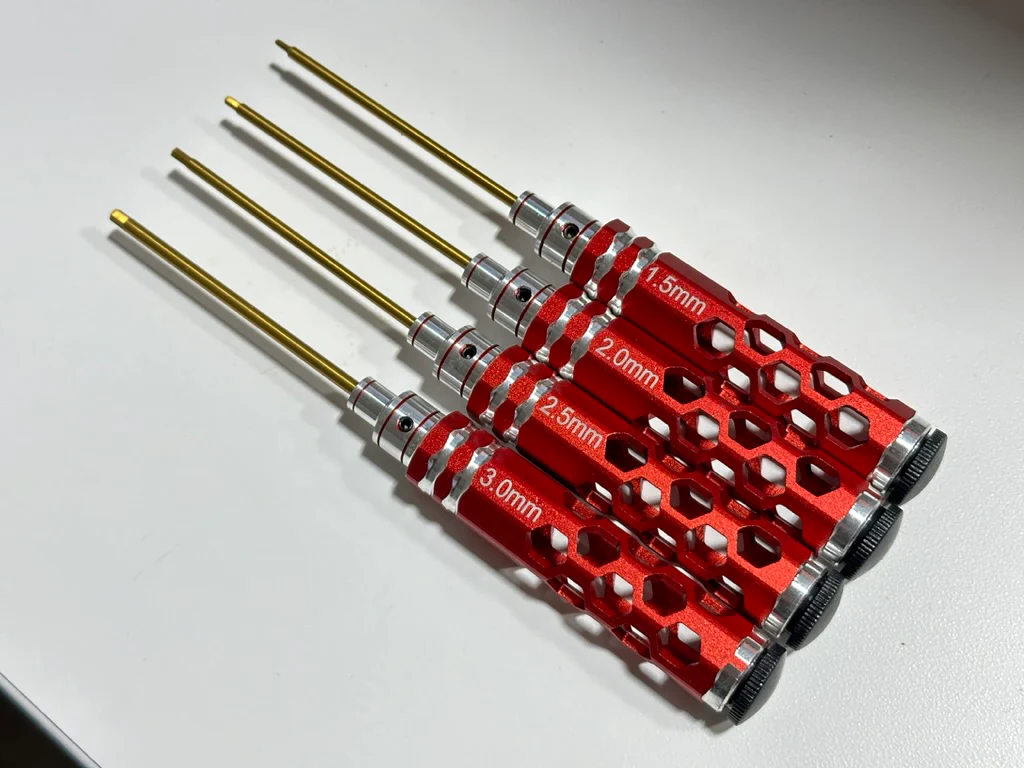 RED HEX HANDLED - DRIVER SET (4pc) 1.5mm 2.0mm 2.5mm 3.0mm w- Case [K-Force] KF8335