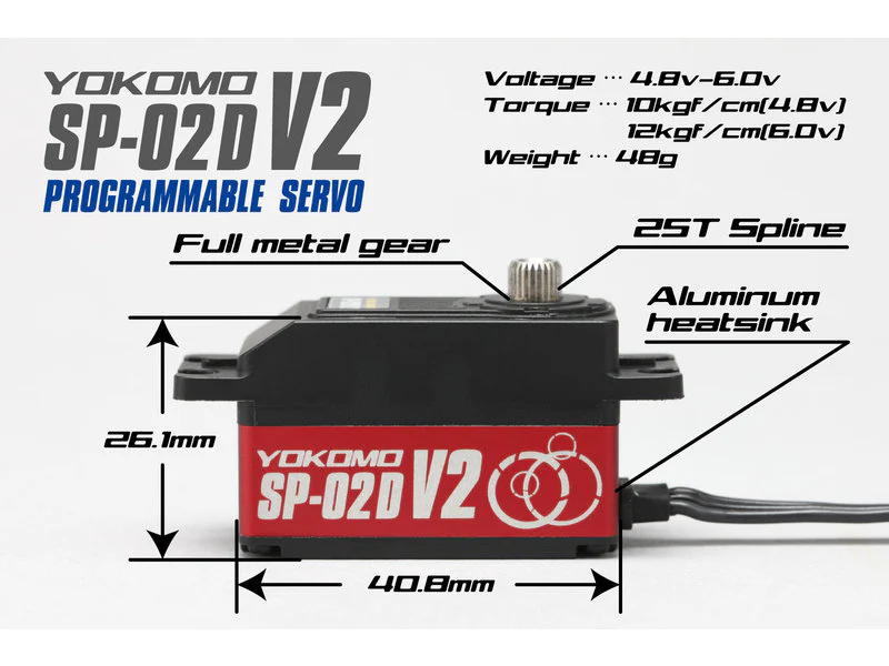 SP-02D V2 RWD Drift Spec Servo Coreless PROGRAMMABLE (Low profile size) .093@12kg SP02DV2 [Yokomo] - Image 6