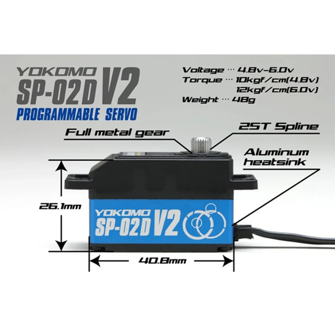 SP-02D V2 RWD Drift Spec Servo Coreless PROGRAMMABLE (Low profile size) .093@12kg SP02DV2 [Yokomo] - Image 8