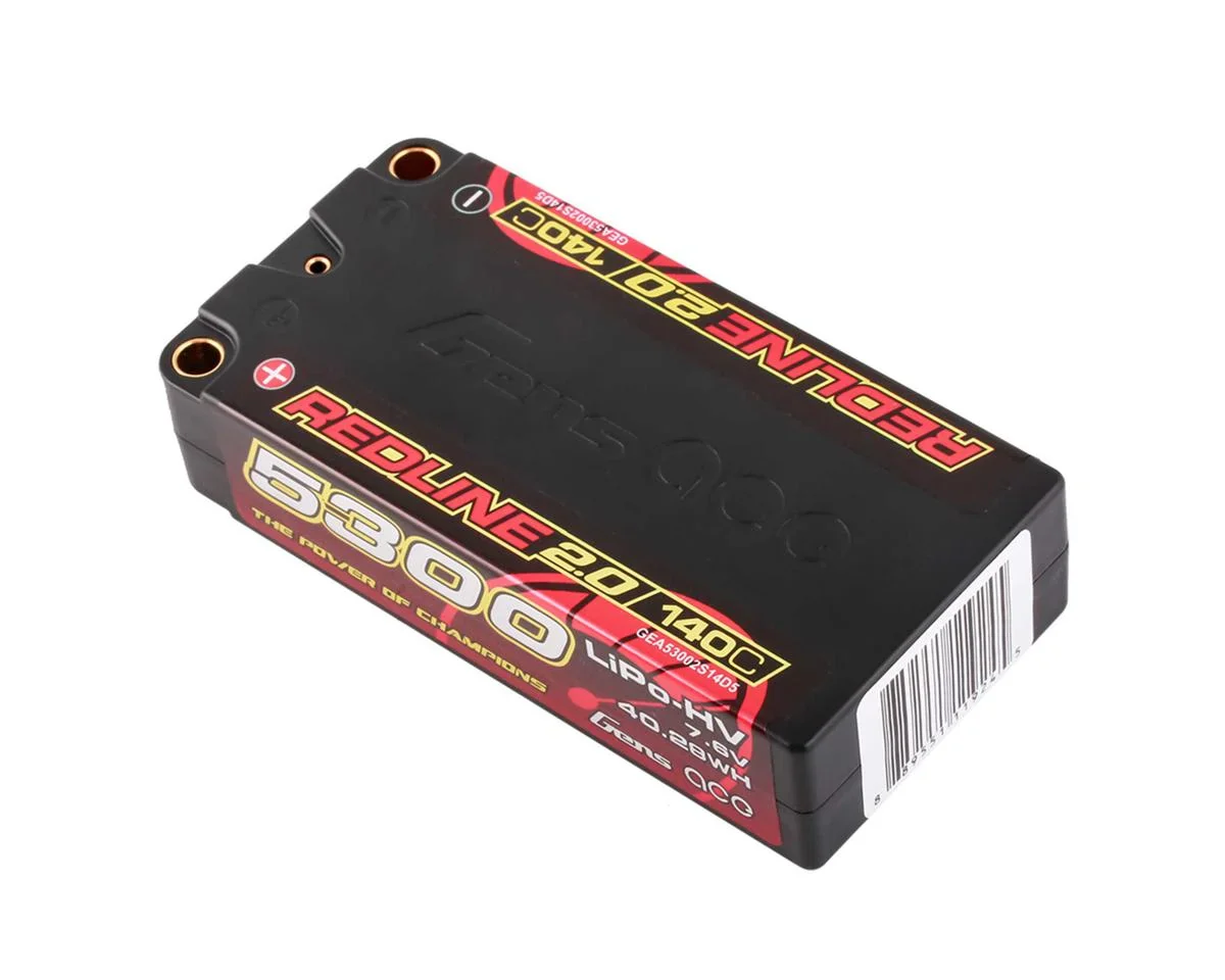 REDLINE 7.6v HV 2S 5300mah 140C SHORTY Lipo Battery (5.0mm Bullet Holes) [Gens Ace] GEA53002S14D5 - Image 2