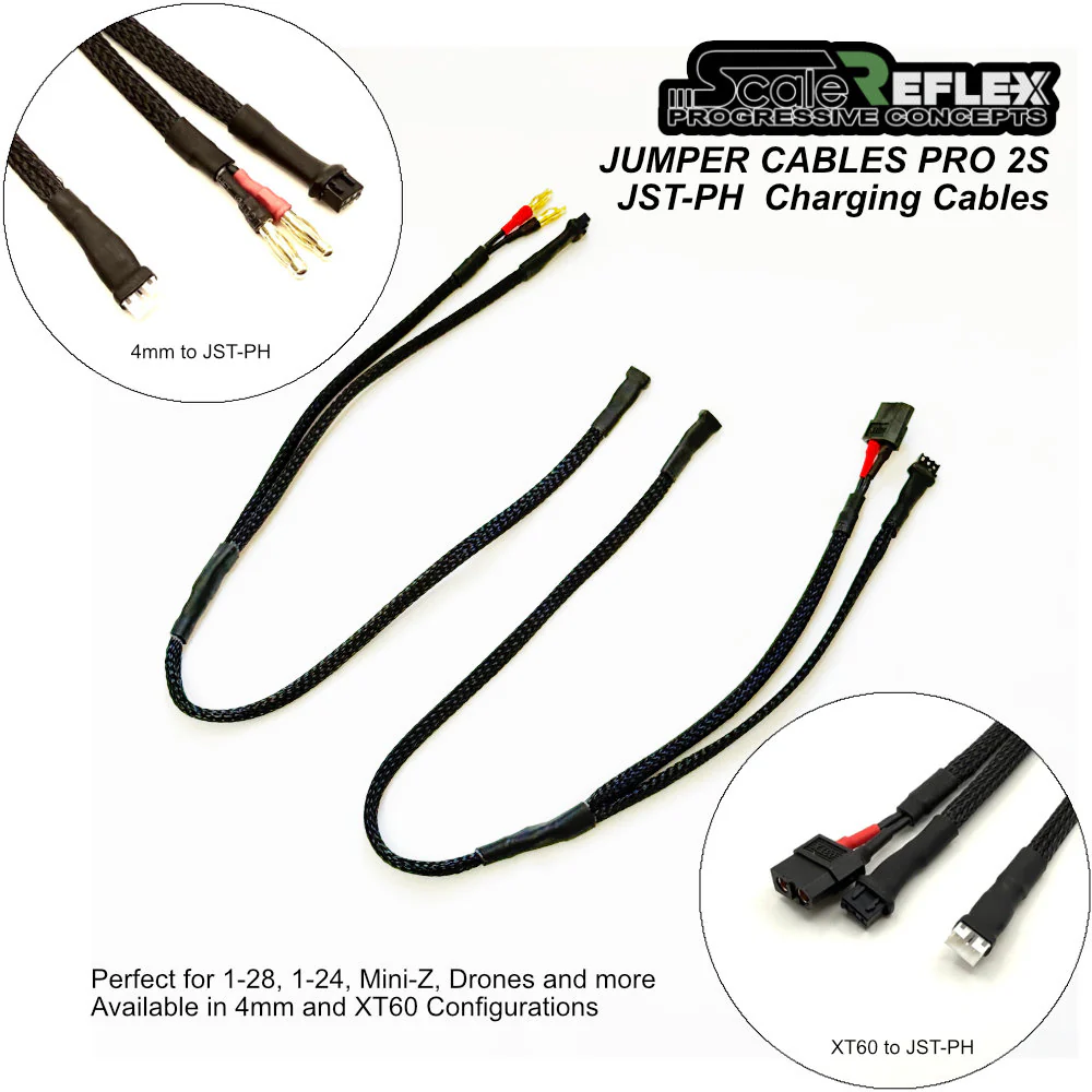 Reflex Jumper Cables - PRO 4MM / JST-PH Balance 2S LIPO Battery Charging Cable 1-28 Mini-Z [Scale Reflex] 700380 - Image 4