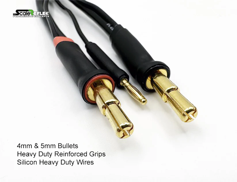 Reflex Jumper Cables - PRO HD XT60 to 4mm - 5mm Bullets Balance 2S LIPO Battery Charging Cable [Scale Reflex] 700395 - Image 2