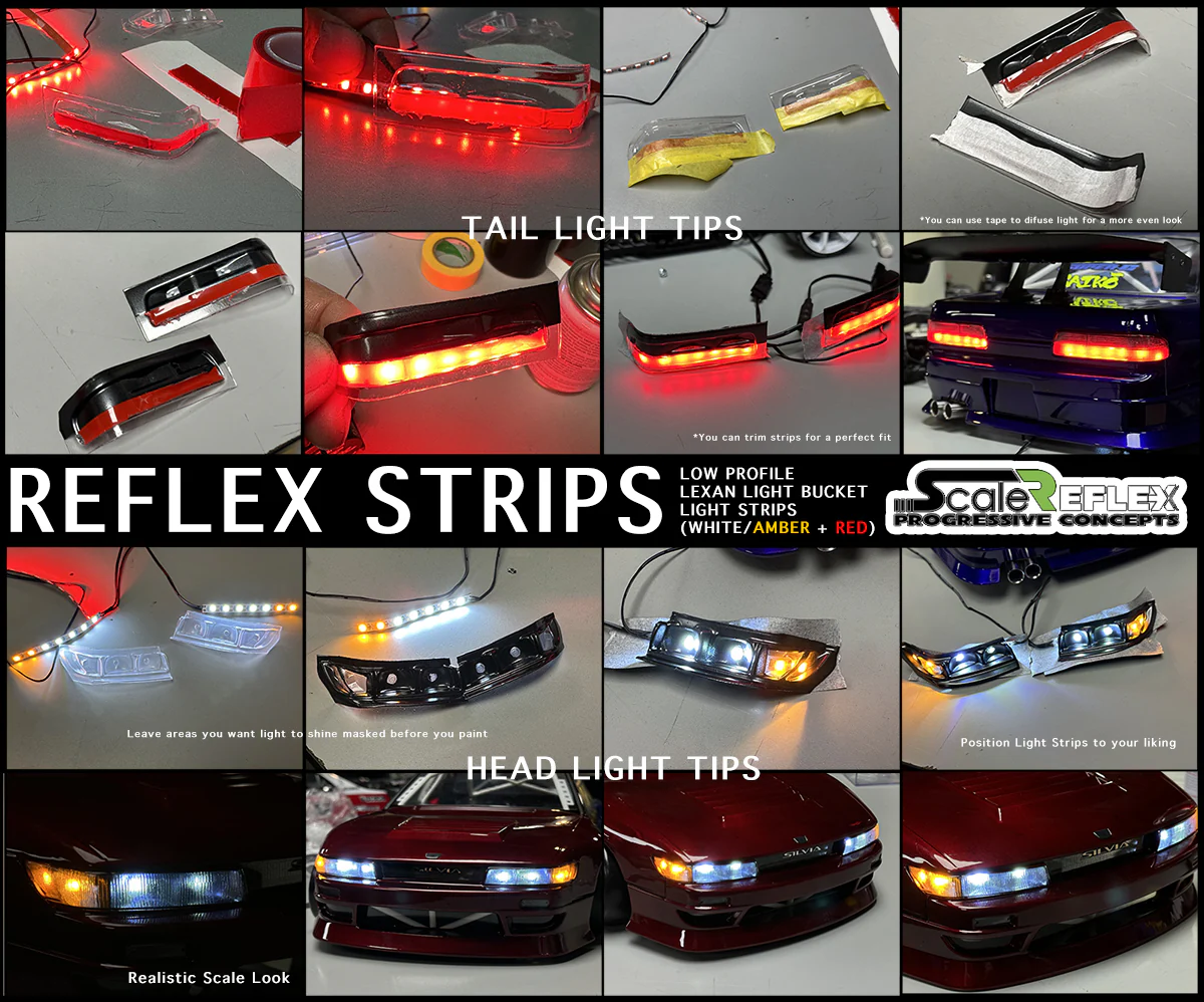 REFLEX STRIPS - LIGHTS for LEXAN LIGHT BUCKETS (flexible, cuttable, flush mount) ANGEL EYE HALO LED for 1-10 CAR [SCALE REFLEX] 700620 - Image 10