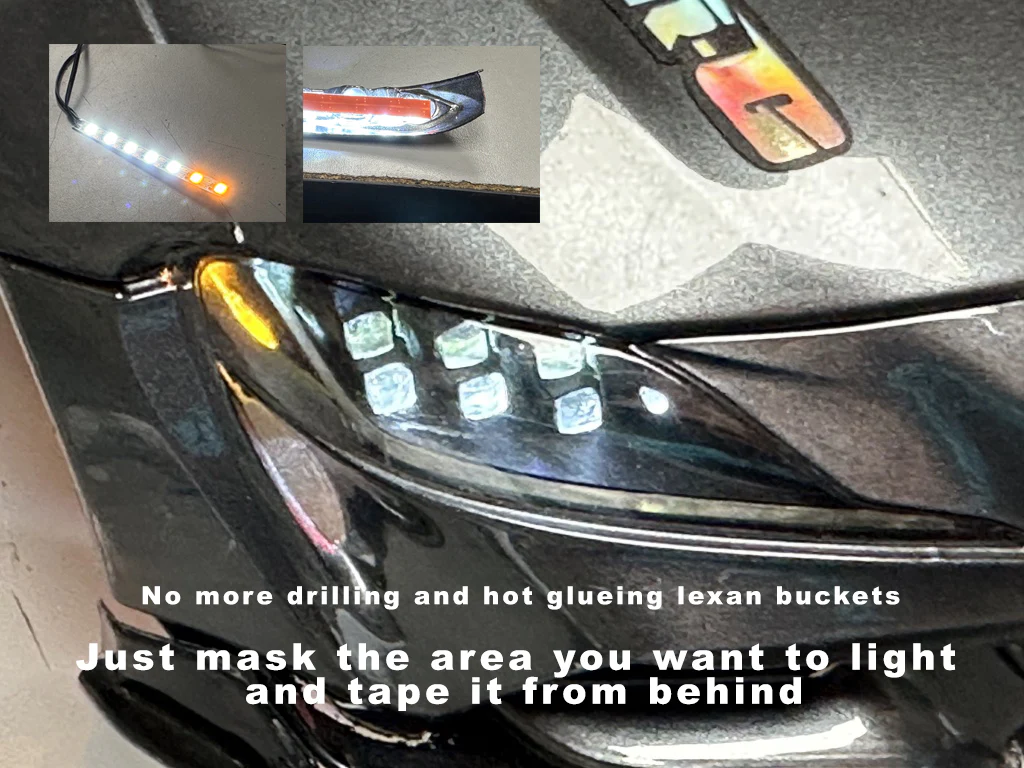 REFLEX STRIPS - LIGHTS for LEXAN LIGHT BUCKETS (flexible, cuttable, flush mount) ANGEL EYE HALO LED for 1-10 CAR [SCALE REFLEX] 700620 - Image 4