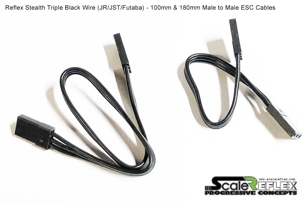 Reflex Wire Triple Black Servo Gyro ESC Wire MALE TO MALE (80mm - 100mm - 180mm - 250mm) [Scale Reflex] 700050 700110 700125 700130 - Image 4