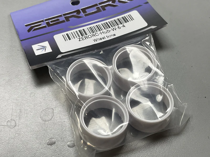RIM LIPS - BARRELS - WHITE 4PC Set (Wheel FRAME) for RW00 [ZERORC] ZERORC-Hub-W-6-4 - Image 3