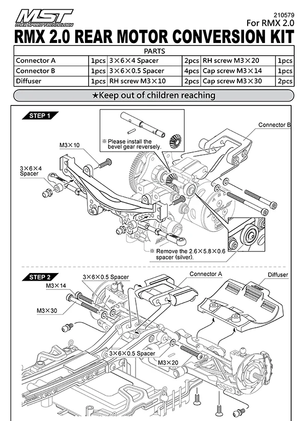 RMX 2.0 S Rear Motor Conversion (RRX) [MST] 210579 - Image 3